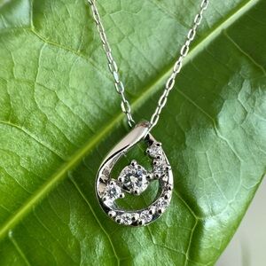 Platinum Diamond Oval Teardrop Necklace